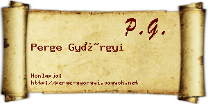 Perge Györgyi névjegykártya